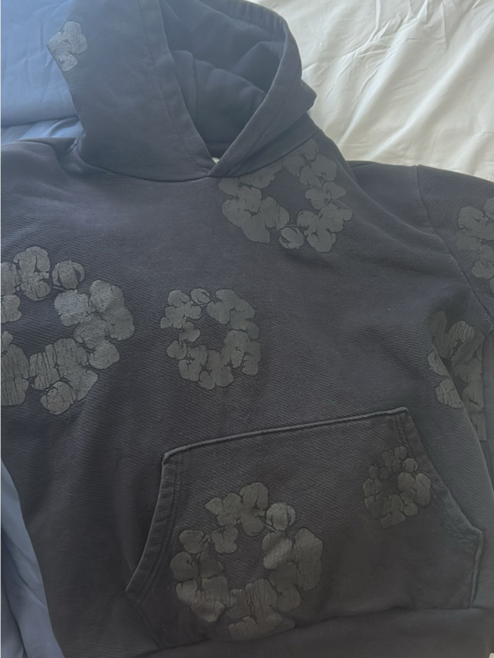 Men's Black Floral-Print Pullover Hoodie
